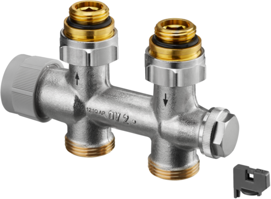 Oventrop Multiblock TQ Anschlussarmatur 1184073 Zweirohrarmatur, Durchgang, für Heizkörper G 1/2 IG