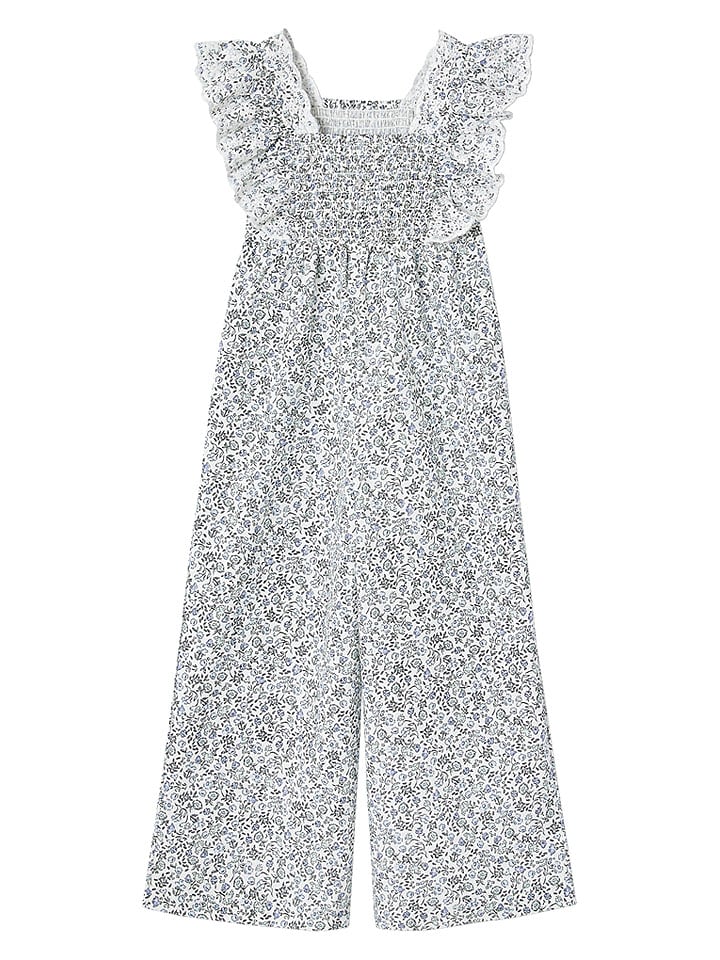 vertbaudet Jumpsuit in Weiß/ Hellblau - 110