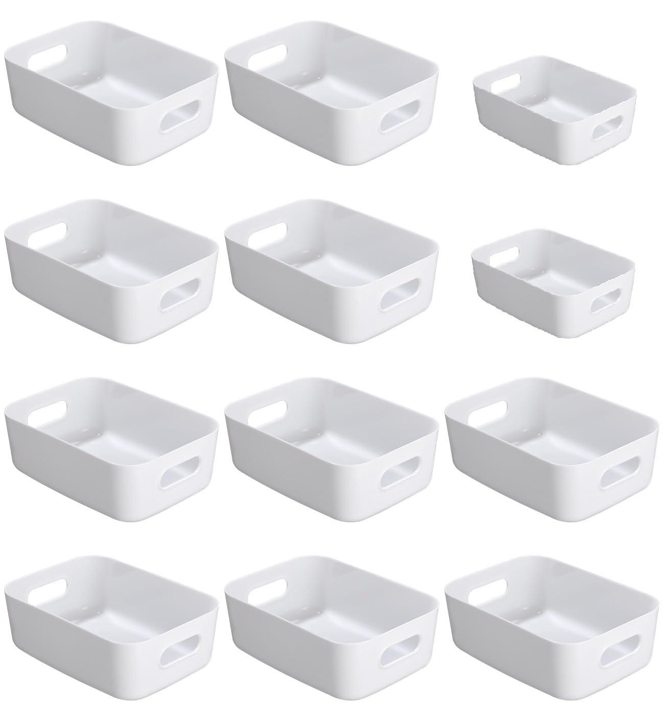 Dripio Set van 12 Stapelbare Opbergboxen van Kunststof, Wit