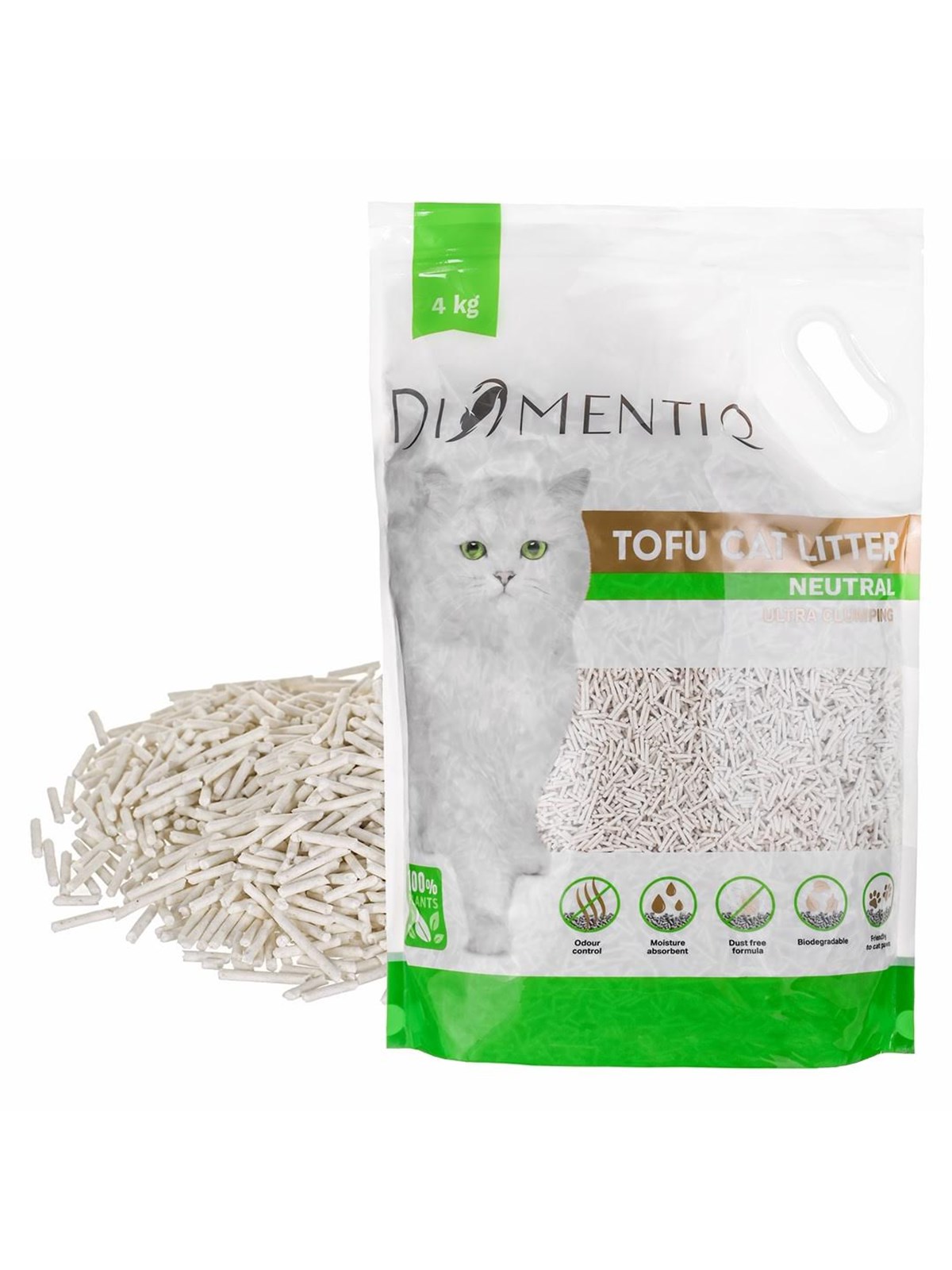 DIAMENTIQ Tofu Neutral Ultra clumping - pflanzliche Streu - 4kg