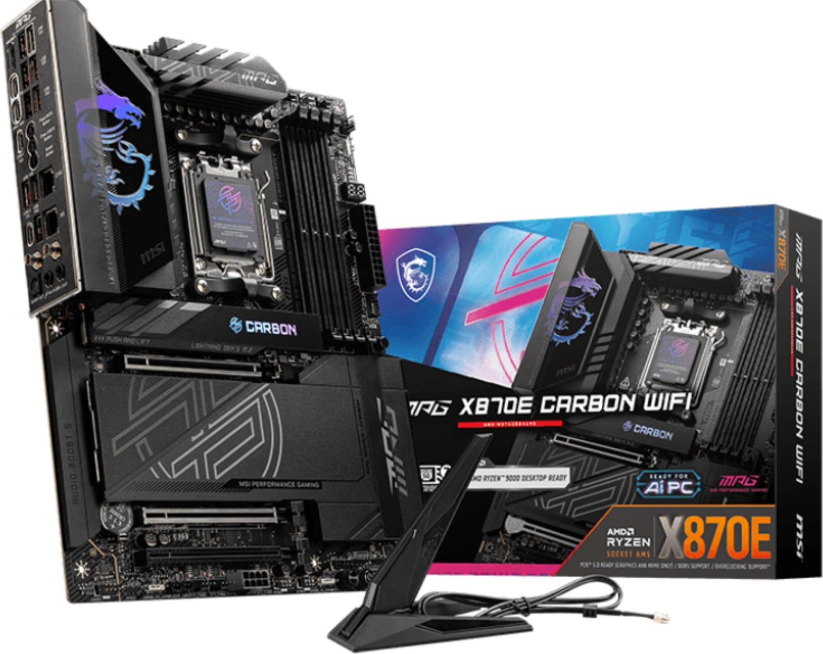 MSI MPG X870E CARBON WIFI Motherboard met Wi-Fi 7, 5G LAN, USB 40 Gb/s en RGB LED
