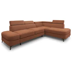 ECKSOFA AVISE Q R-S Orange Boucle-Stoff mit Schlaffunktion
