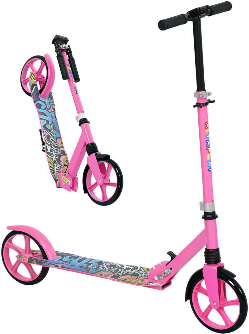 Freeport Park AIYAPLAY Kids Scooter, Foldable Kick Scooter w/ Adjustable Handlebar, Pink Pink