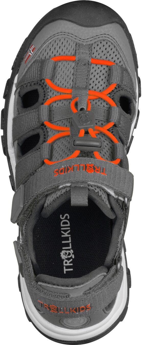 Outdoorsandale TROLLKIDS "Kids Kristiansand Sandal XT", Mädchen, Gr. 34, Synthetik Textil, grau (anthrazit, orange), Schuhe Outdoorsandale anthrazit, orange 34, Synthetik Textil
