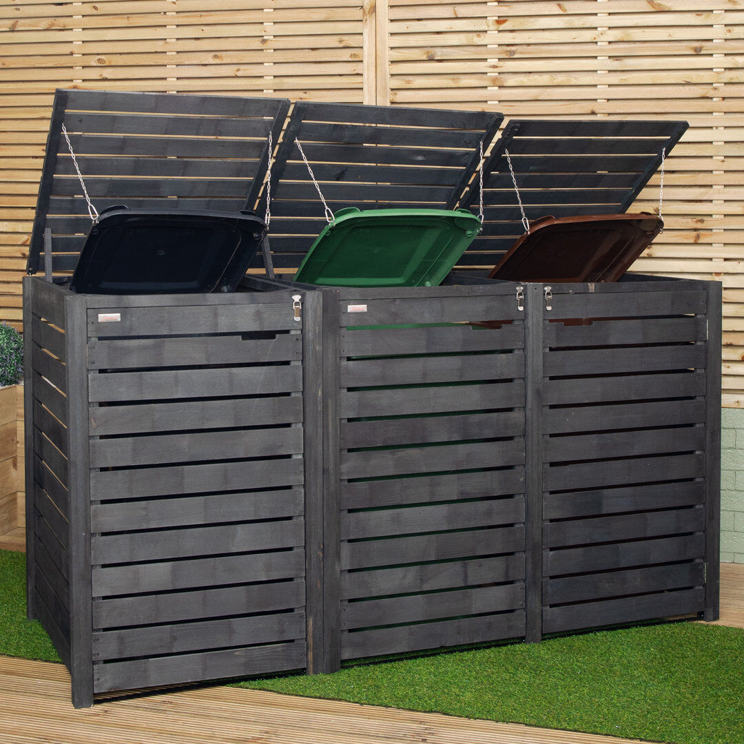 Samuel Alexander Wooden Triple Bin Store 116cm H X 81cm W X 74cm D