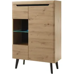 VITRINE Eiche Artisan, schwarz 90 cm, Highboard skandinavisch