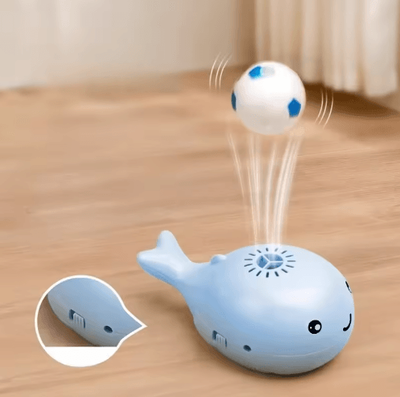 Inspire Picks WhaleWave Interactive Electric Cat Ball USB Rechargeable Moving Toy With Simulated Whale Tail & Fan Teaser blue