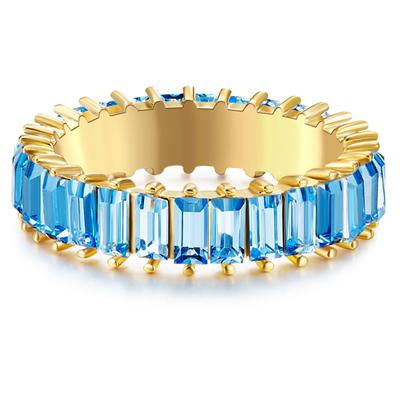 Fingerring YOKOAMII "Y88" Gr. 50, blau (gelbgold), Fingerringe, Damen, 50, 2,6mm, Fingerring, Ring gelbgold Kristall blau
