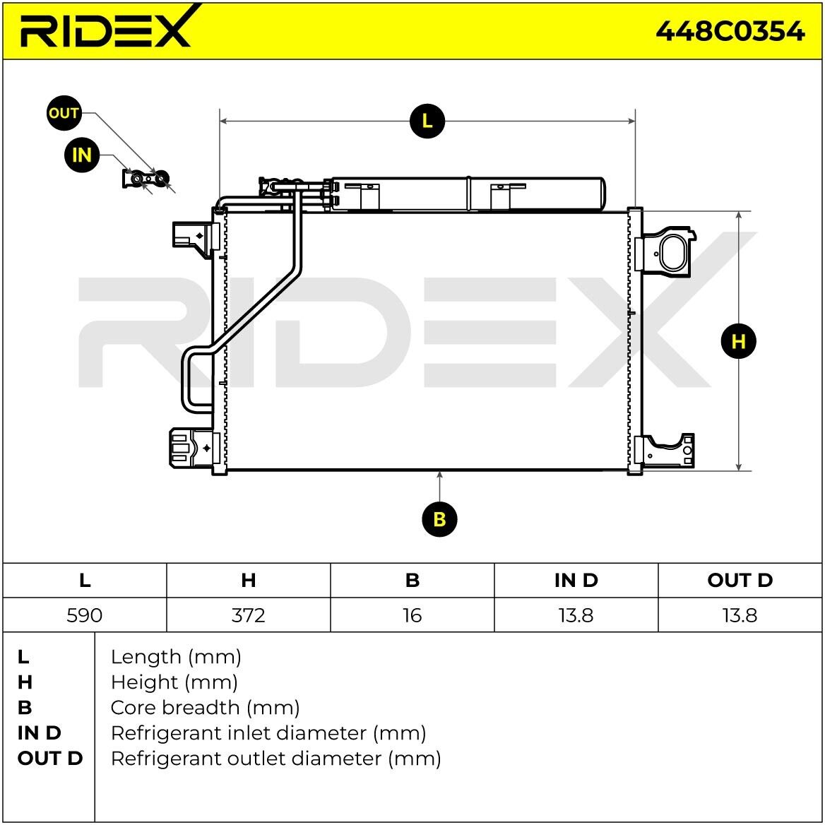 RIDEX 448C0354 Air conditioning condenser
