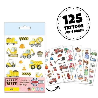 Happy Tatts, Kinder-Tattoos 'Mix' (125 Stk.)