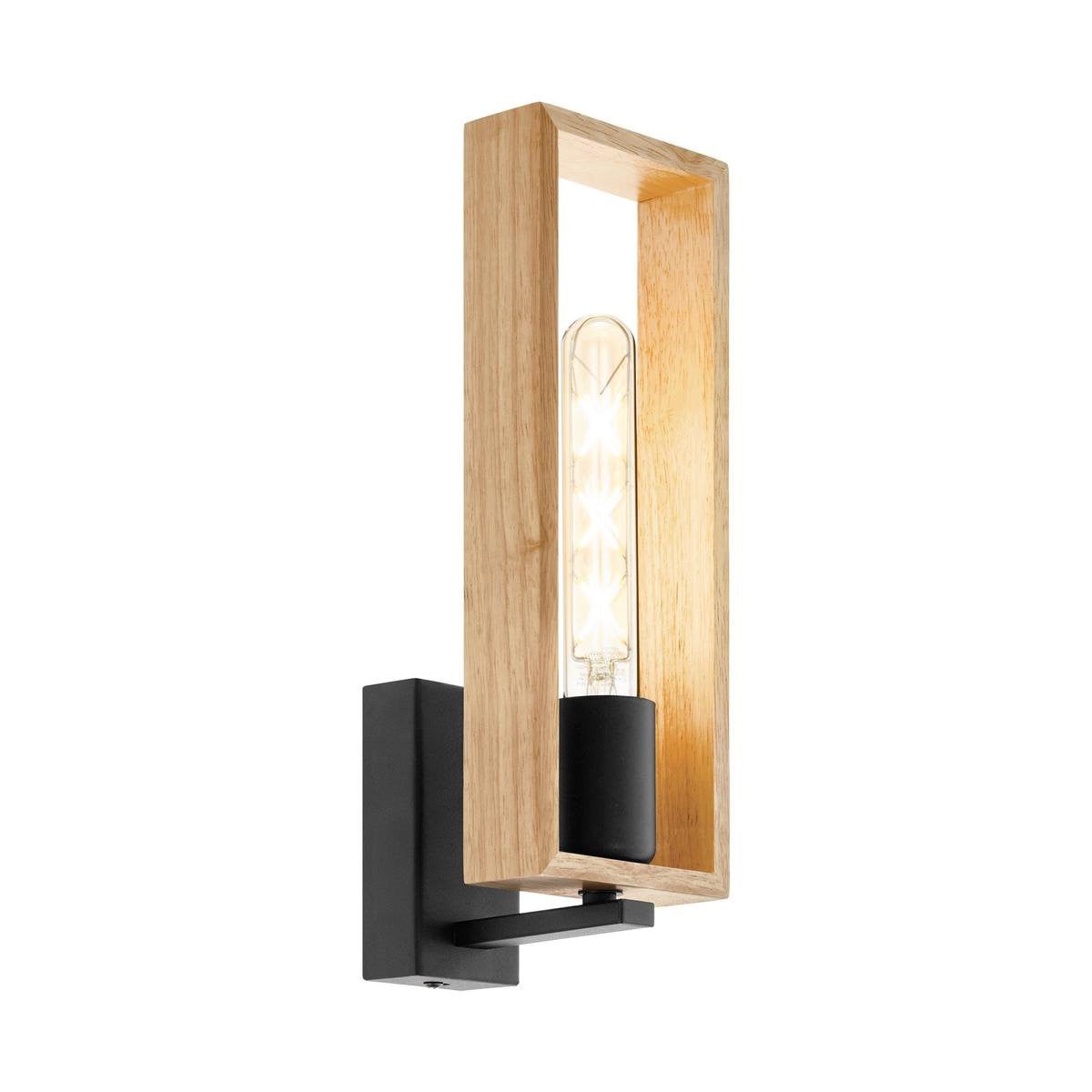 Eglo Littleton Wandlamp - 1-lichts - E27 - Zwart/Hout