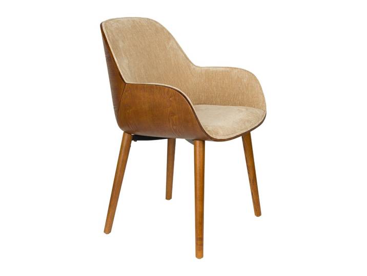 Sessel Taylor Beige mit Eschenholz-Gestell von Dutchbone im 70er-Stil