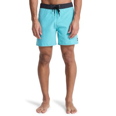 Badeshorts QUIKSILVER "EVERYDAY HALF JAM 16", Herren, Gr. 32, N-Gr, blau (aqua), Web, Polyester, unifarben mit Farbeinsatz, Badehosen Badeshorts, schnell trocknendes Material, mit normaler Leibhöhe, Straight Leg Fit