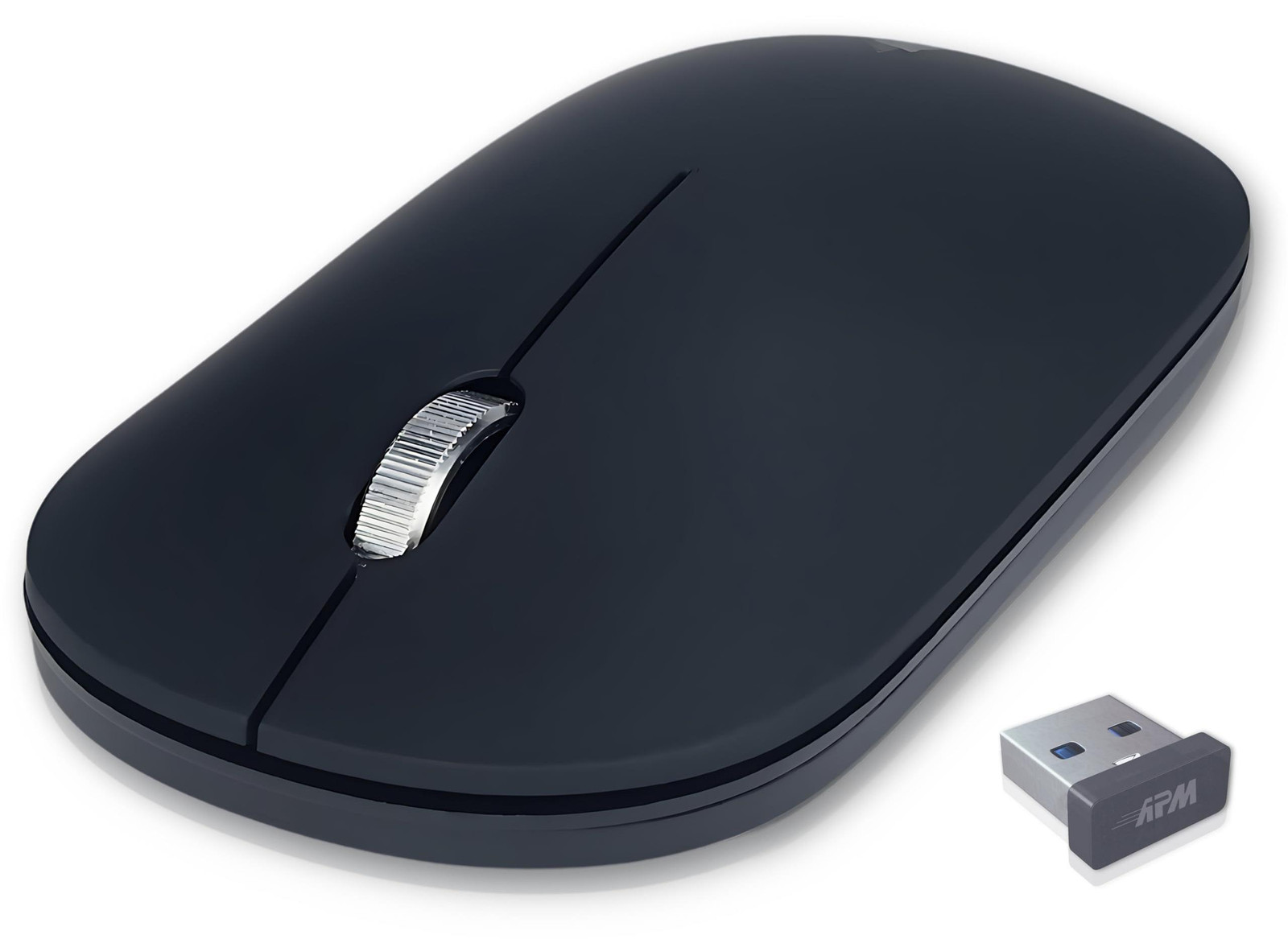 APM Draadloze muis met stille werking, 2,4 GHz, USB-ontvanger, 1200 DPI, plat design