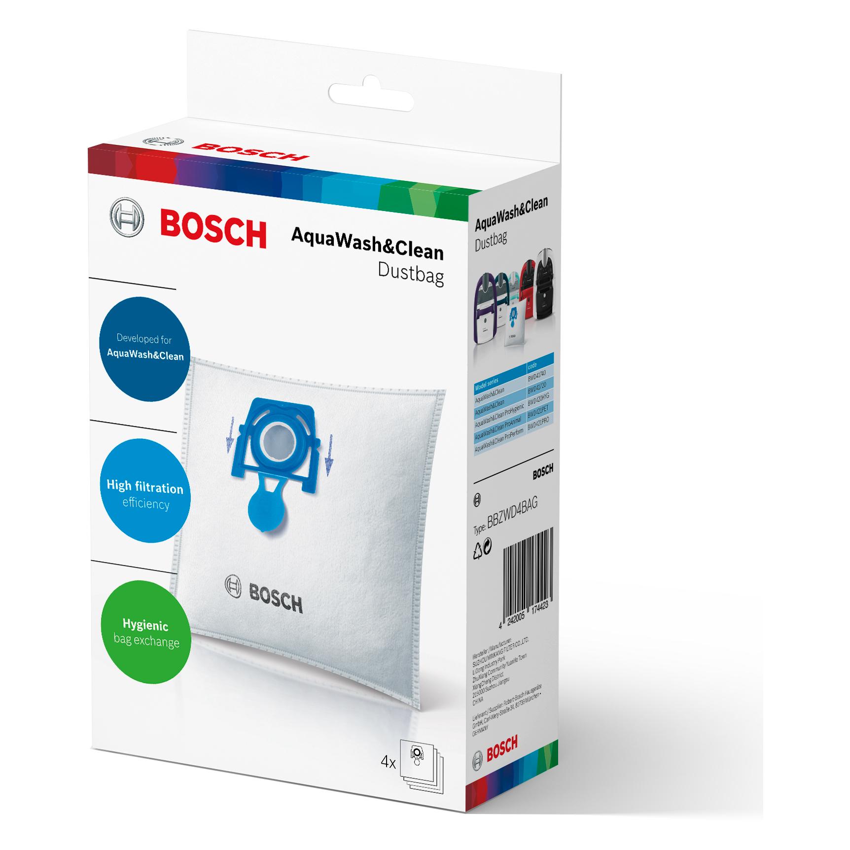 Bosch Hausgeräte BBZWD4BAG Zusatz Zylinder-Vakuum Staubbeutel (4x) (BBZWD4BAG)