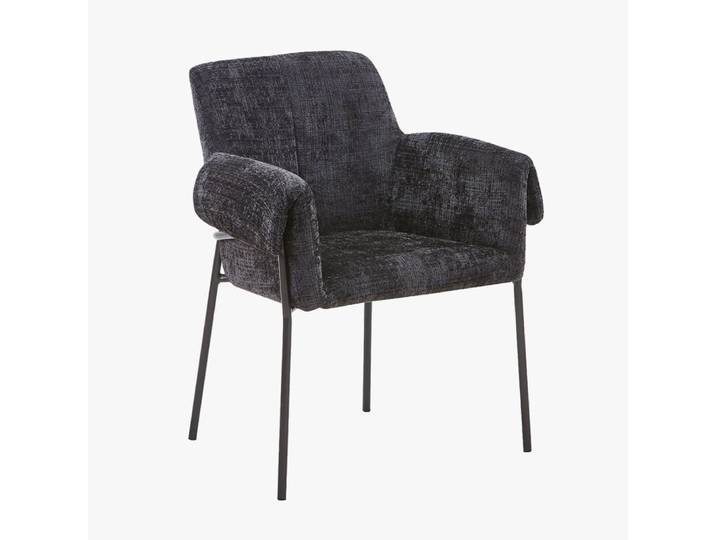 Chaise en tissu noir pieds en métal noir