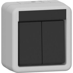 Gira Lichtschalter 310530, grau, Aufputz 2-fach, Feuchtraum IP44, Serienschalter