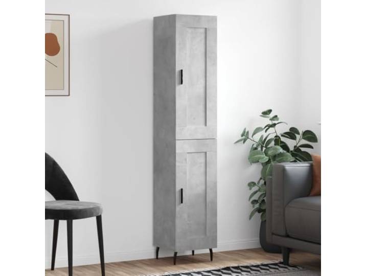 HEFZGDB Betongraues Highboard mit Metallfüßen, Modernes Highboard mit Stauraum, Stabiles aus Holzwerkstoff, mit praktischen Türen, Betongraues mit Metallfüßen 34,5x34x180