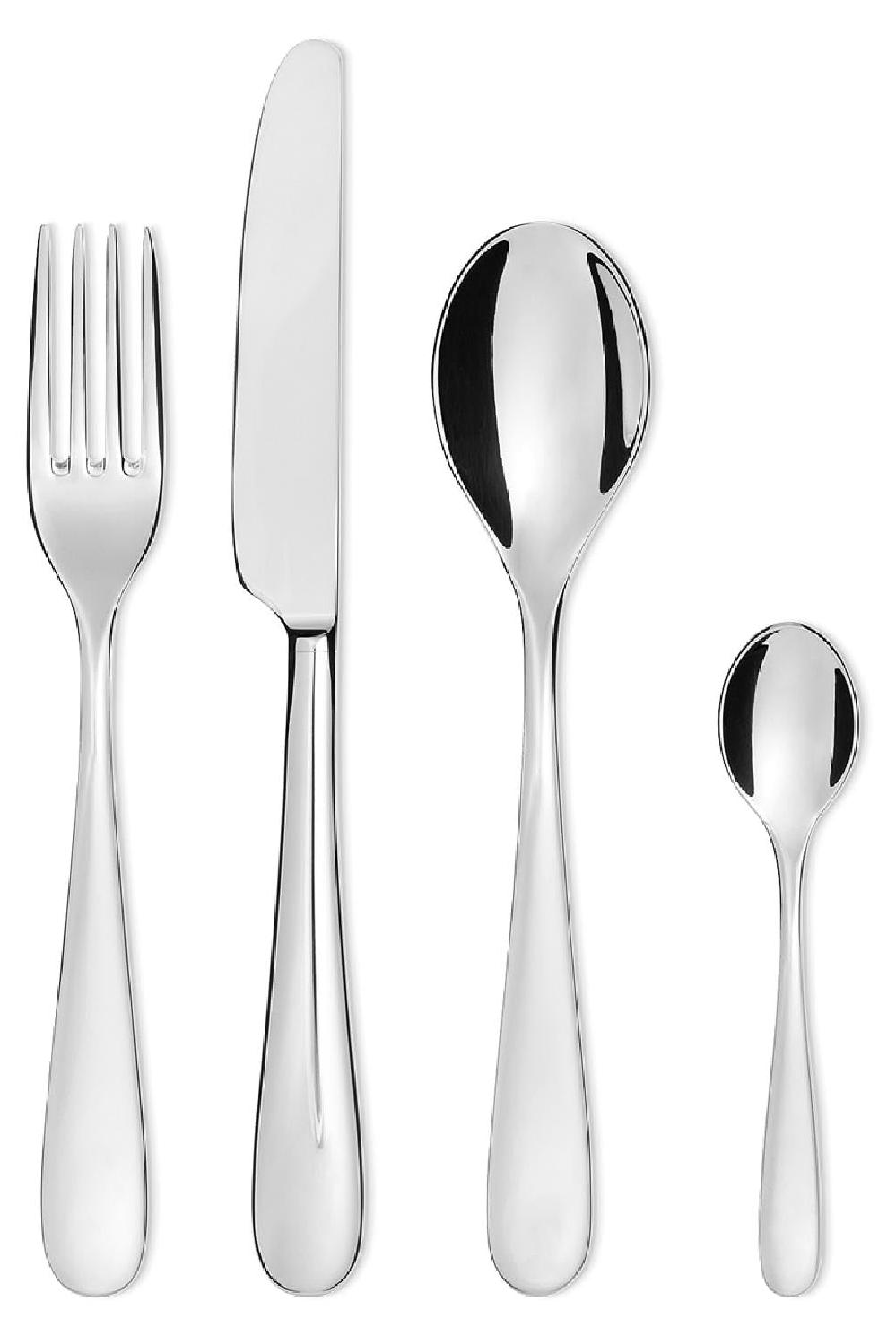 Besteckset 24-teilig, Edelstahl, silber, mattiert, spülmaschinenfest