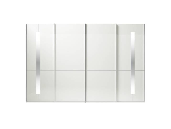 Musterring Imola Schwebetürenschrank 328 cm breit mit 4 Schwebetüren inkl. Zierspiegel mit Synchronöffnung - optional mit Zubehör - Dekor weiß - Komfort Modell Modern, Zeitlos