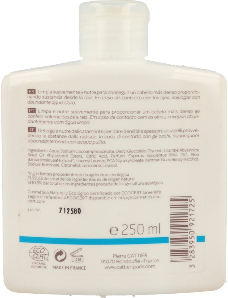 Cattier Champú Volumen Cabello Fino 250 ml
