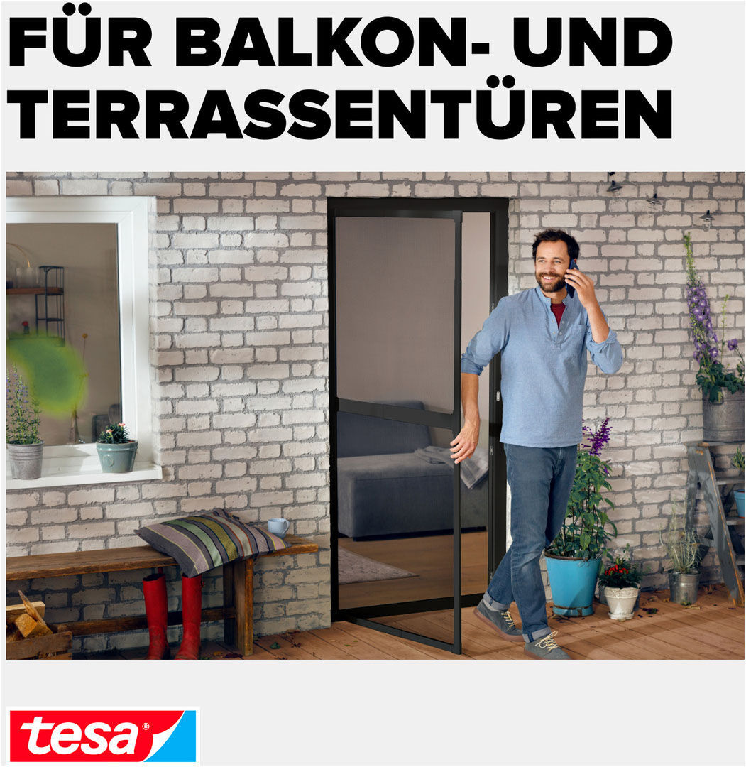 Insektenschutz-Tür TESA "Klemm-Adapter-Set - Tür-Klemme, Montage KIT", schwarz (rahmen: anthrazit gewebe: schwarz), Insektenschutzgitter, Insektenschutz-Tür, INSECT STOP einfache Montage, ohne Bohren oder Schrauben