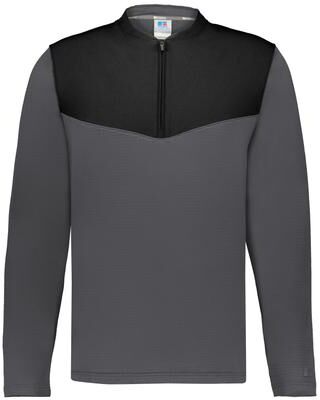 Russell Athletic R03GKM SIDELINE GRID 1/4 ZIP PULLOVER T-Shirt in Stealth/Black size 5XL   Polyester