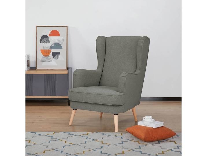 Ohrensessel Limeri Grau/Grau Filz Blix ohne Hocker 73 x 107 x 96cm