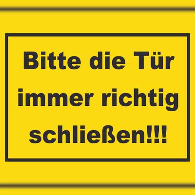 HB-Druck Schild Bitte die Tür immer richtig gelb-schwarz A2 Rückseite selbstklebend