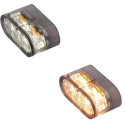 HIGHSIDER pro Little Star_MX Pro LED 2in1 Blinker-Positionsleuchten-Kombination Modul Gehäuse Schwarz / Linse Rauchgrau (Paar), Vorn
