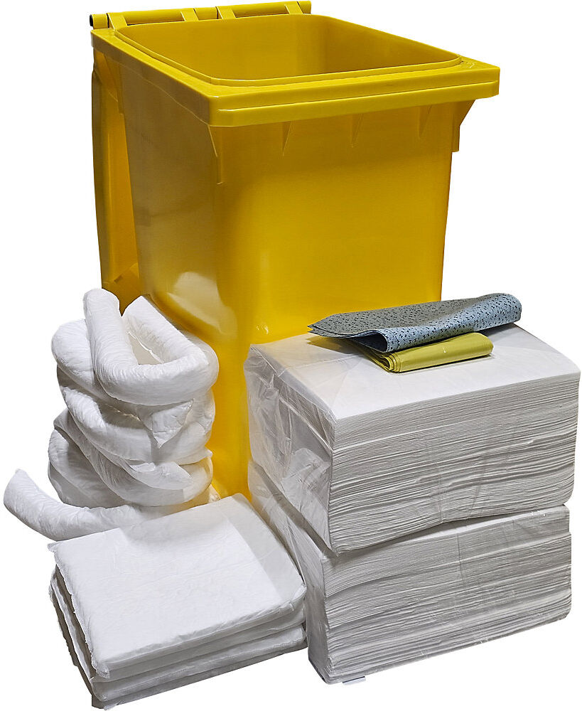 Leckage-Notfallset in Rollcontainer, Bindung 300 l, Ausführung Öl, weiß eurokraft basic