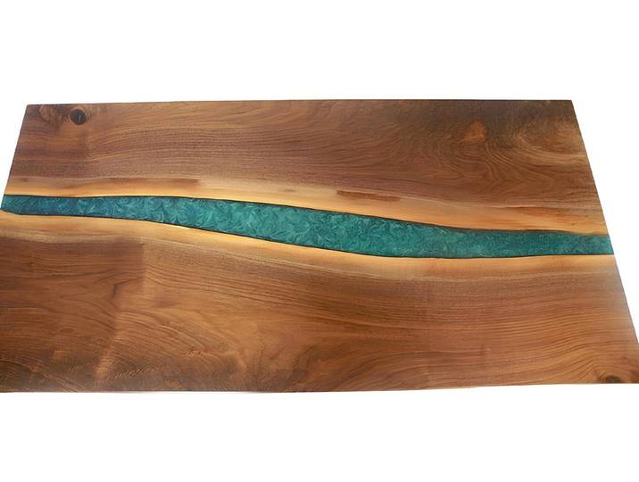 Xlmoebel Beistelltisch Echtholz-Epoxidharz-Tisch in Schwarz mit Wasserflusseffekt (Beistelltisch, Beistelltisch), Hergestellt in Europa