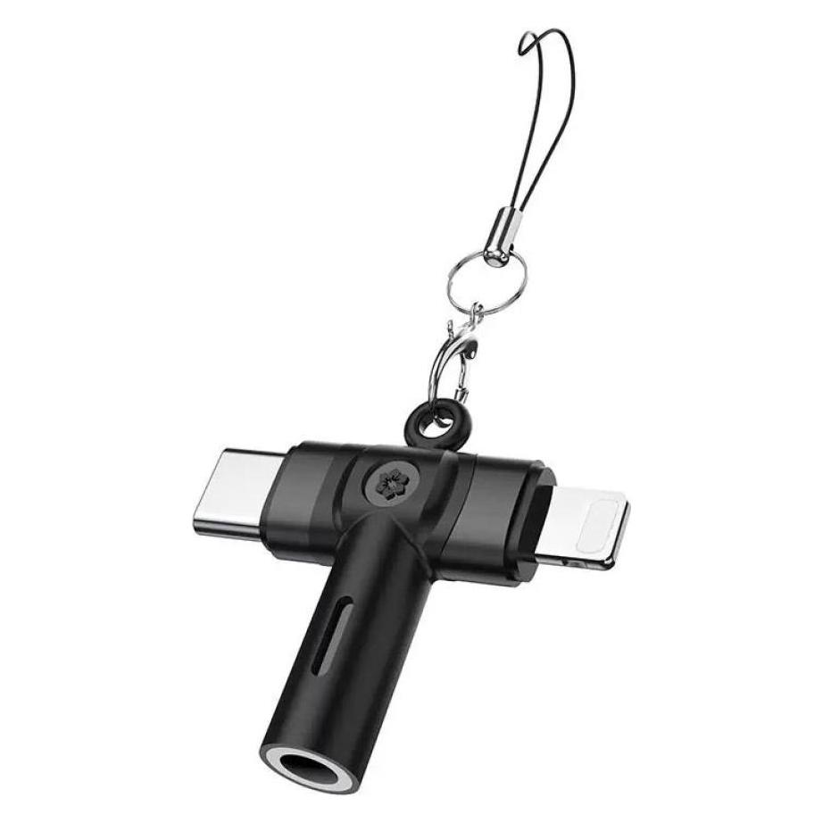 PowerGuard CrossAdapter USB-C & Lightning zu 3.5mm Klinke Adapter (Klinkenadapter, Winkeladapter) (00034927)