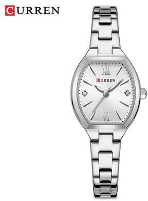 Youfap Market Women's Elastic Band Retro Quartz Watch, Fashionable Barrel Shaped Elegant Design silver