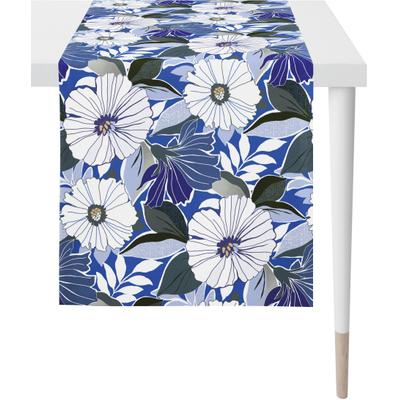 Tischläufer APELT "Astrid, LOFT STYLE", blau (blau, weiß, bunt), B:48cm L:140cm, Baumwolle, Tischdecken, Digitaldruck