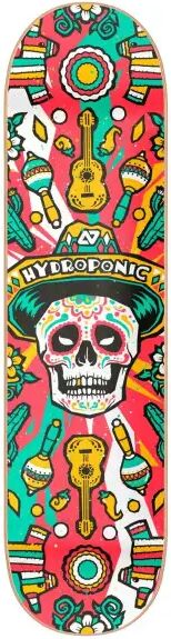 Skateboard Deck Hydroponic Mexican Skull 2.0 (8.5" - Red)