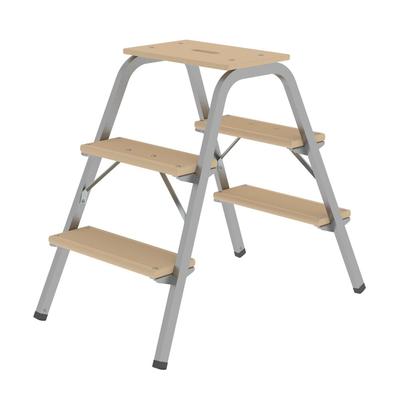 PROREGAL Stahl-Holz-Tritt | 2x3 Stufen | aus Stahl mit Holz-Stufen