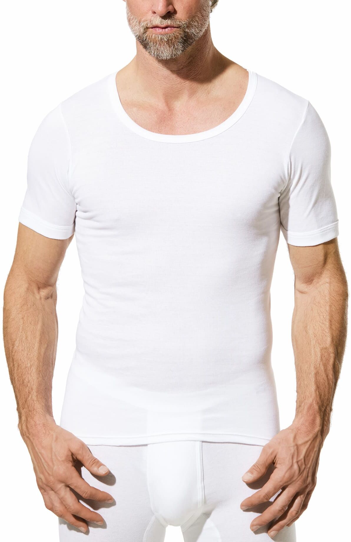 Walbusch Feinripp-Shirt 2er-Pack, #normale Größen, Farbe Weiß, 9(3XL), reine Baumwolle ohne störende Seitennähte Herren
