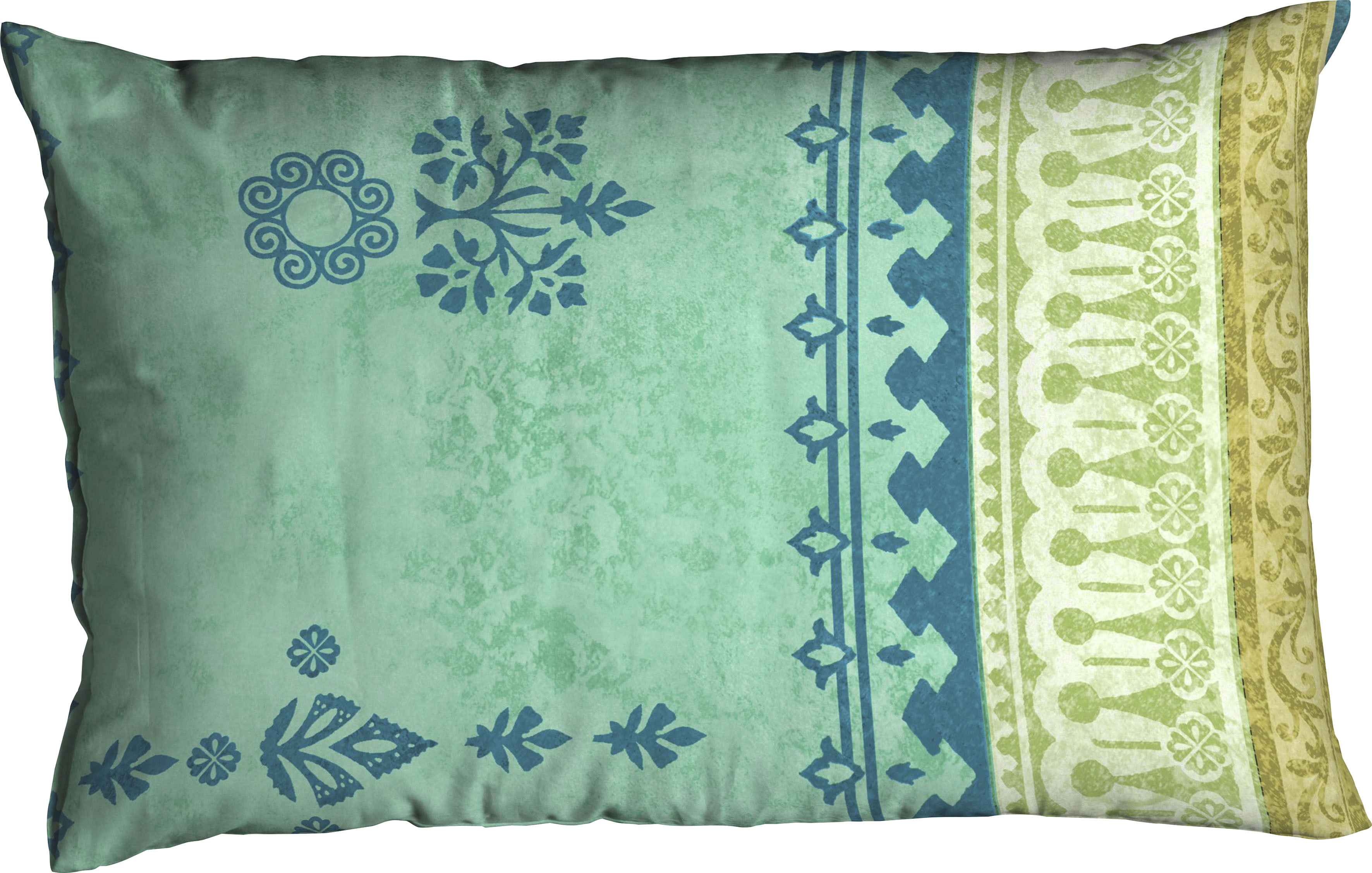 Kissenbezug CASATEX "Indi", blau (türkis), B:80cm L:40cm, Satin, Obermaterial: 100% Baumwolle, Kissenbezüge, Kissenbezug, Kissenbezug mit Ornamenten, passend zur Bettwäsche in Qualität Satin türkis B/L: 80cm x 40cm, 1 Stk., Satin