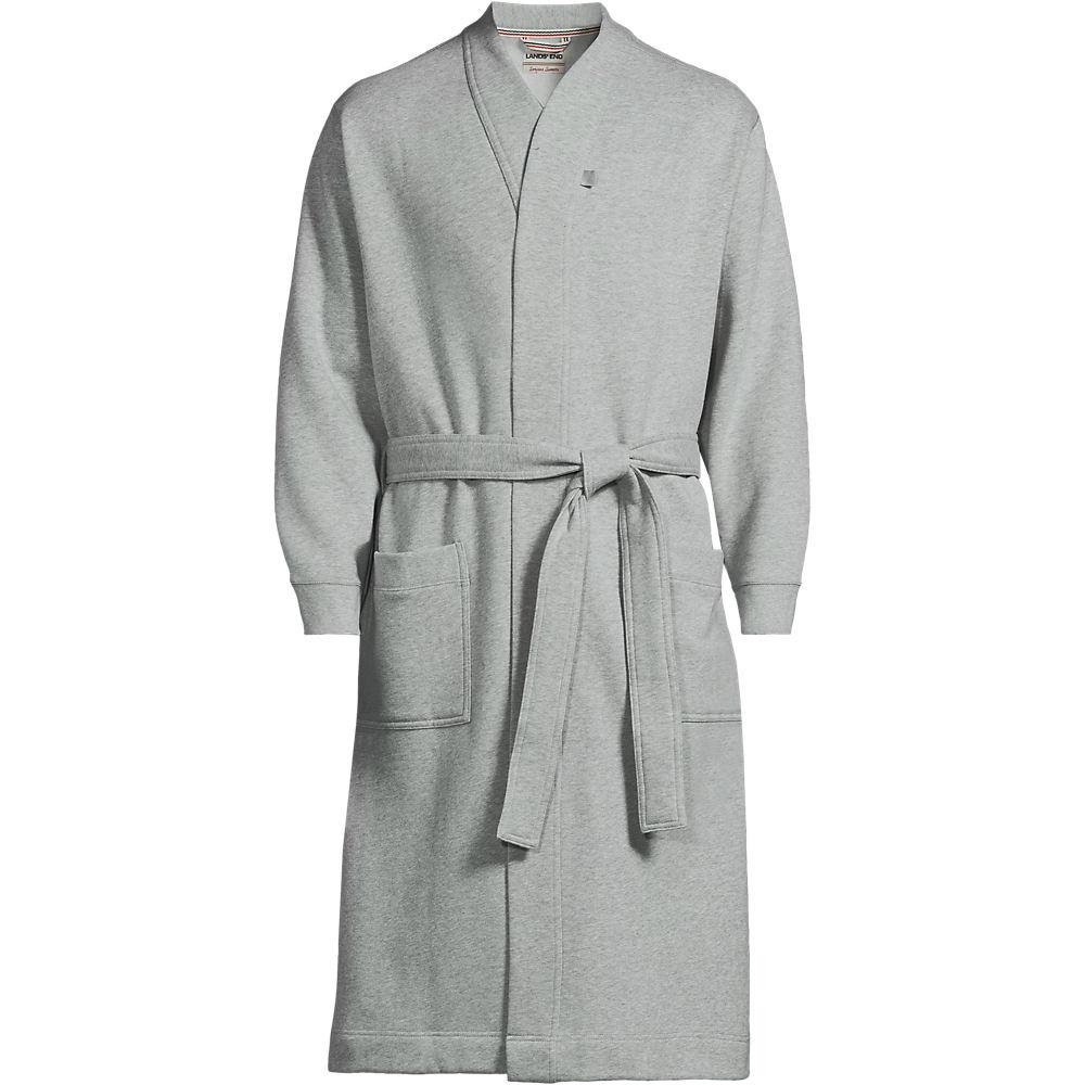 Serious Sweats wadenlanger Bademantel für Herren, Herren, size: regular, Grau, Baumwoll-Mischung/Polyester-Mischung, by Lands' End