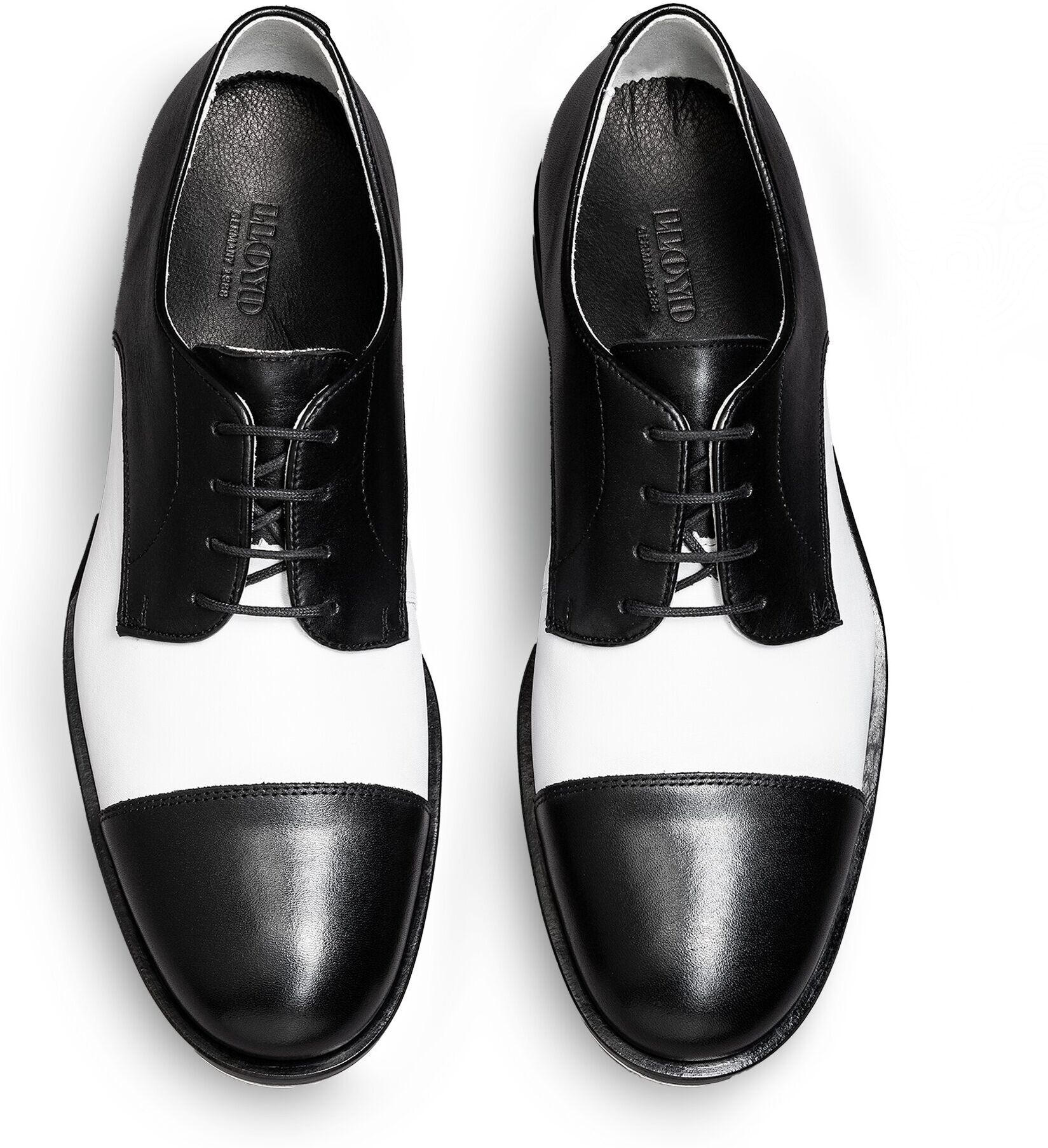 Schnürschuh LLOYD "LISTON", Herren, Gr. 9, atmungsaktiv, schwarz-weiß (mischfarben), Leder, unifarben, Basic, Schuhe Schnürschuh, mit klassischem Design