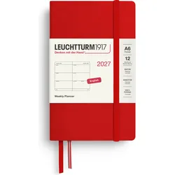 Leuchtturm 1917 Wochenplaner Hardcover 2027 EN A6, rot