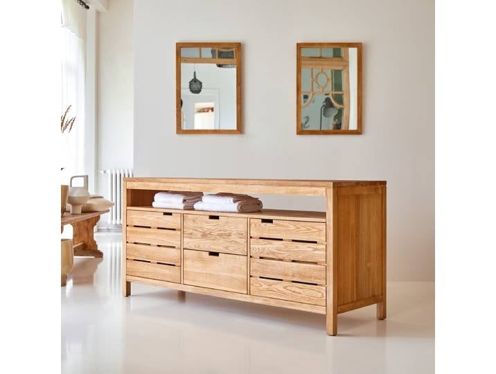 Aufbewahrungsmöbel aus massiver Eiche, 165 cm Serena - Natur - Oak