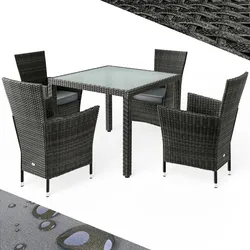 CASARIA® Gartenmöbel Set mit 90x90cm Esstisch Grau