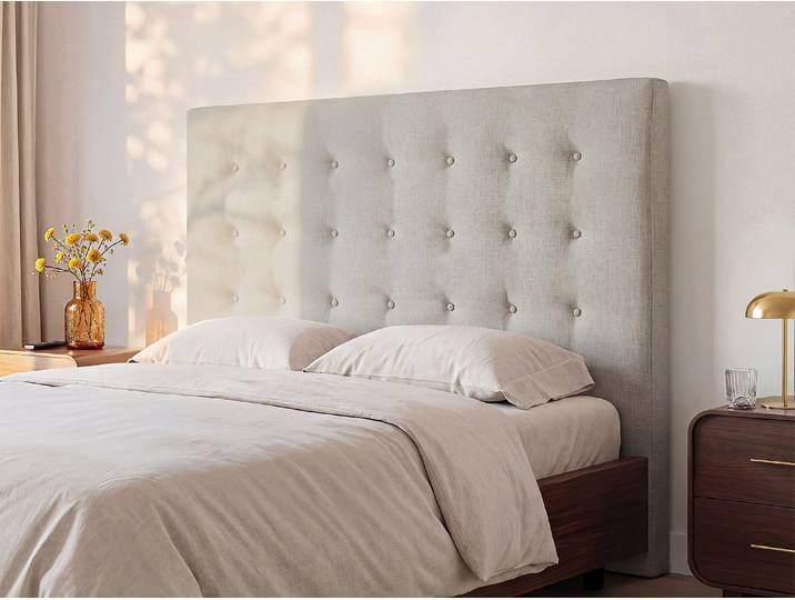 Polster-Bettkopfteil - 180 cm - Stoff - Beige - FRANCESCO