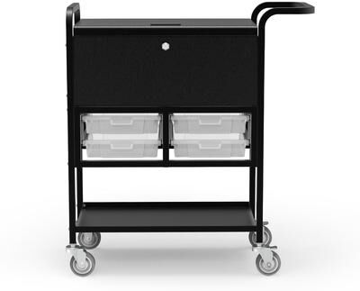 Luxor File Cart with Locking Cabinet and Storage Bins