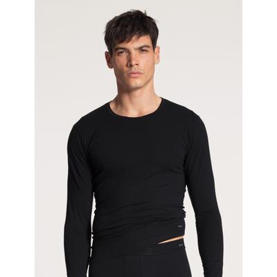 Langarmshirt CALIDA "Cotton Code", Herren, Gr. S (46/48), schwarz, Single Jersey, Obermaterial: 95% Baumwolle, 5% Elasthan, unifarben, normal hüftbedeckend, Rundhals, gerader Abschluss, Shirts Langarmshirt, Rundhals-Ausschnitt, Single Jersey,...