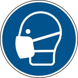 Gebotsschild, Maske benutzen M016 - ASR A1.3 (DIN EN ISO 7010) - 200x0.45 mm Aluminium geprägt