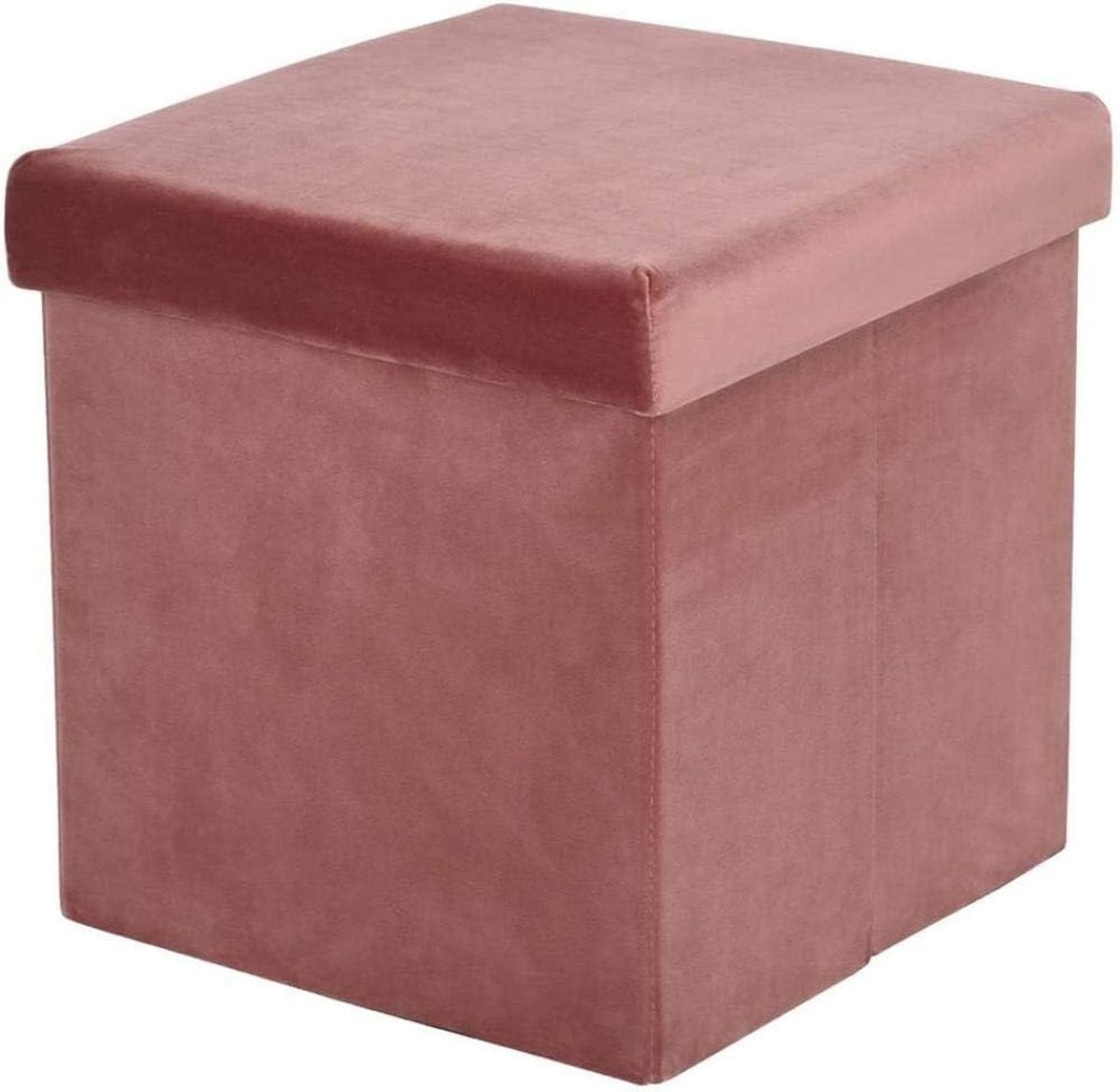 Opberg Poef Ottomaanse Kruk Roze Velvet B/D/H: 38 x 38 x 38 cm