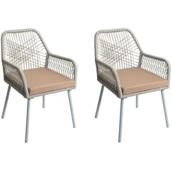 Décoshop26 - Set aus 2 Gartenstühlen mit leichtem luftigem Grafikmuster aus grauem Aluminium mit geflochtenem Seil und 04_0009693